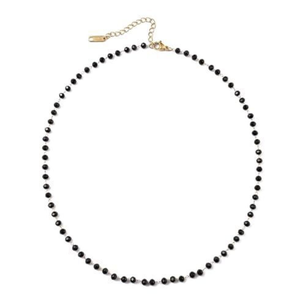 2181 Black Crystal Necklace 8mm 18K Gold Plated Black Tourmaline Gemstone